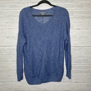 Kenar Womens Sweater V Neck Stretch Blue Large